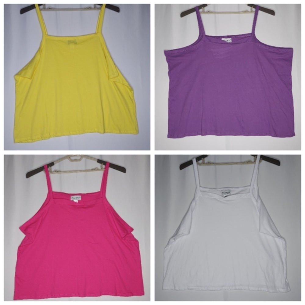 Anthony Richards 4-Lot Cami Tanks 5X Square Neck Cotton Pink Yellow White Purple